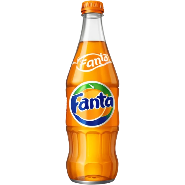 Una botella de cristal con el logo de Fanta con Fanta de limón dentro de color amarillo AMARILLA emoji