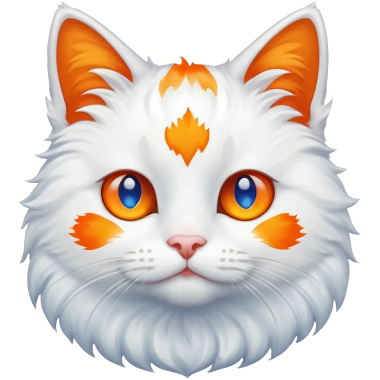gatito blanco con manchas naranjas y ojos azules emoji