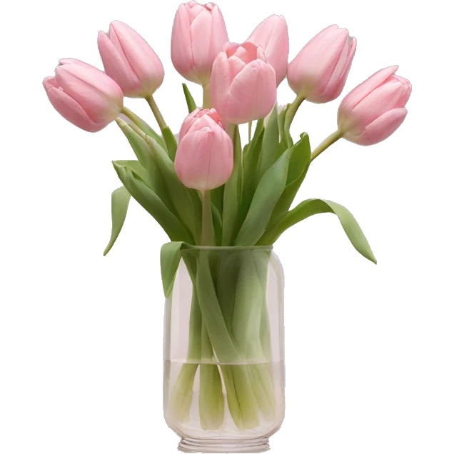 Pastel Pink tulips in glass vase  emoji