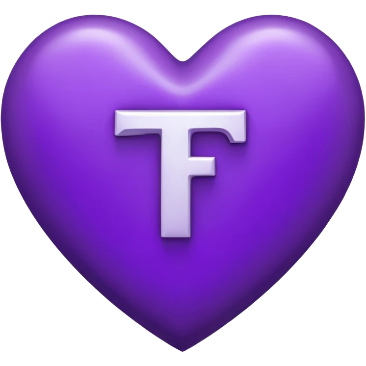 The white Letter “t” inside a Purple Heart emoji