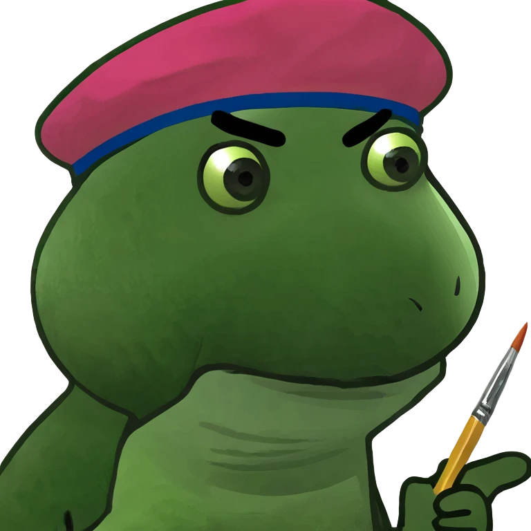 spam artist with a pink beret painting emoji