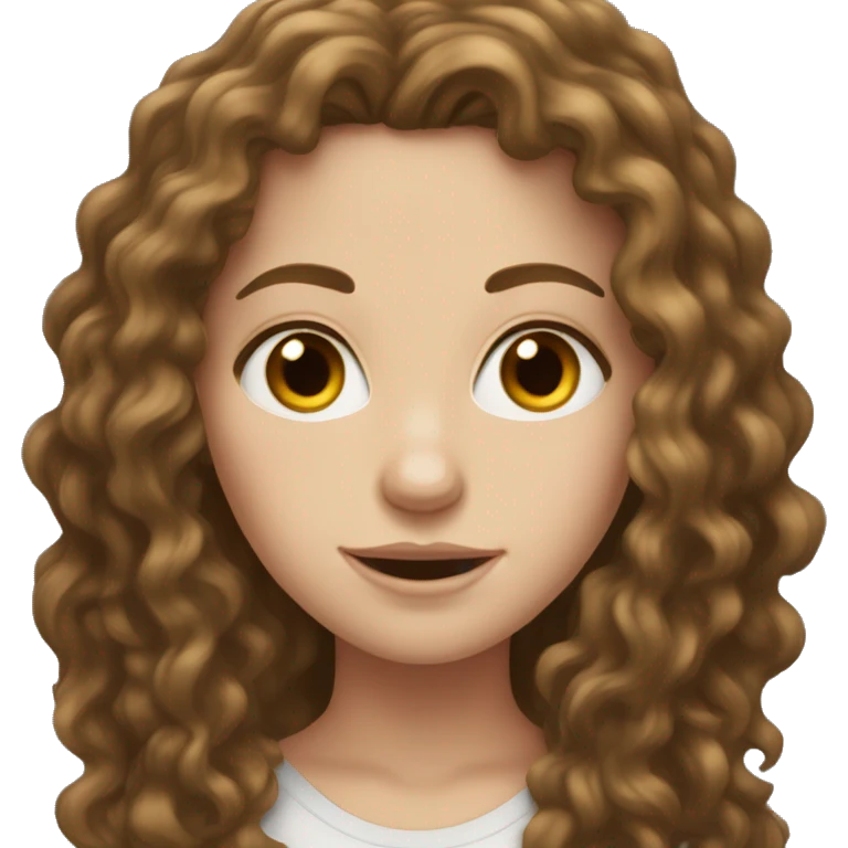 white girl with long brown dark curly hair emoji