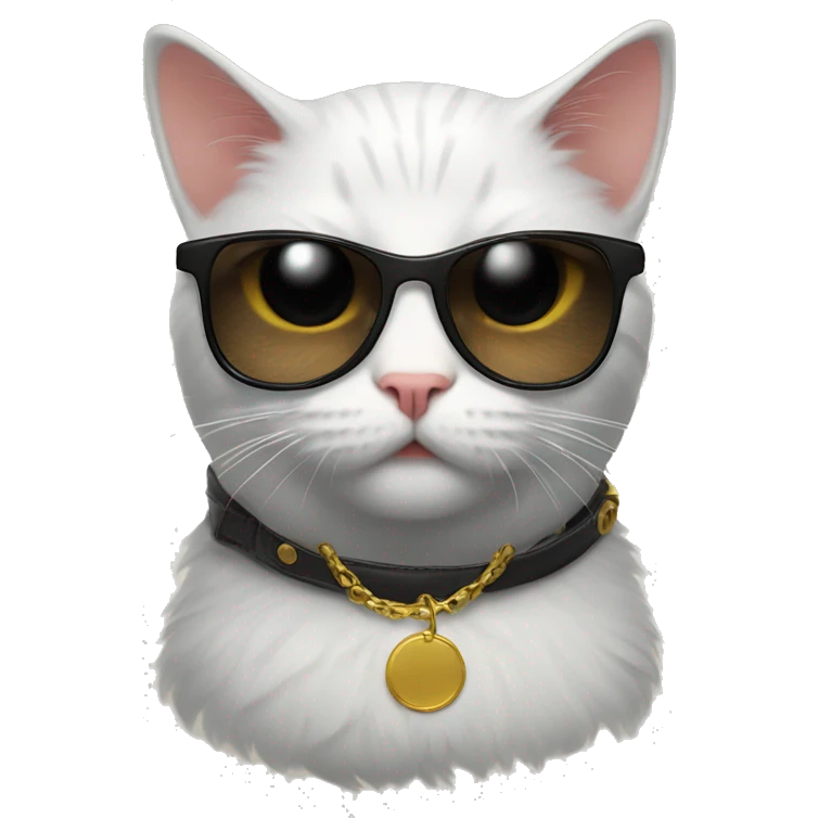 Cat with sunglasses nd wering a huddie  emoji