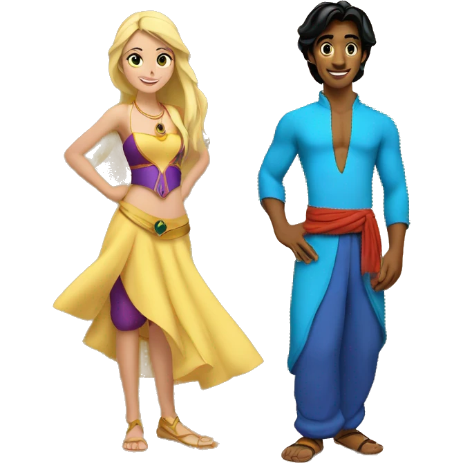 Aladdin with beautiful blonde girl emoji