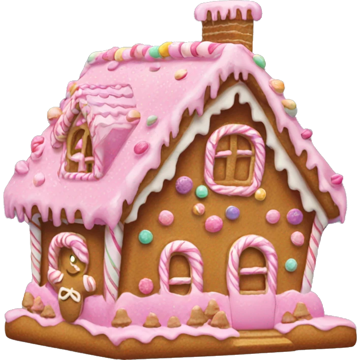 Gingerbread house pink emoji