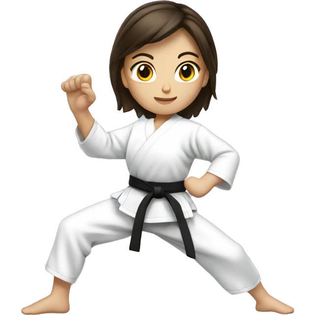 a brunette girl doing karate emoji
