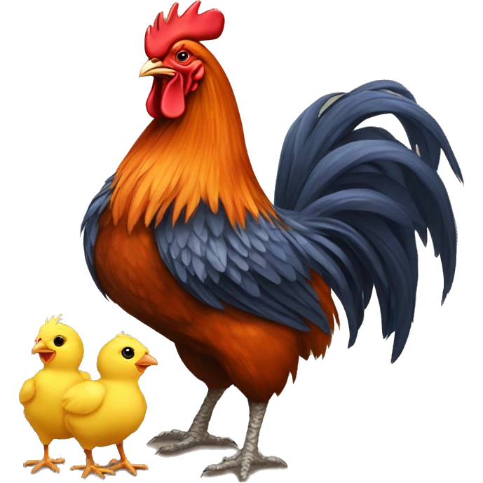 daddy rooster with baby chicks emoji