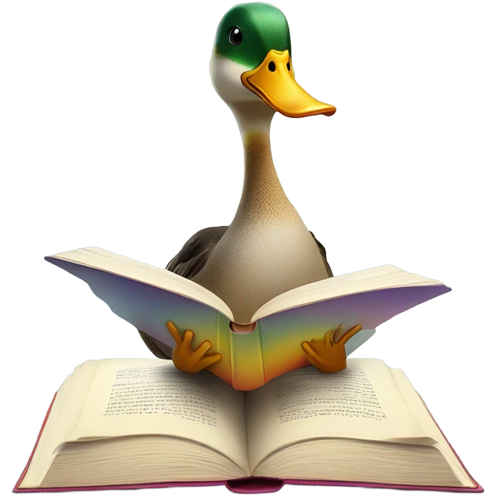 Duck reading a book emoji
