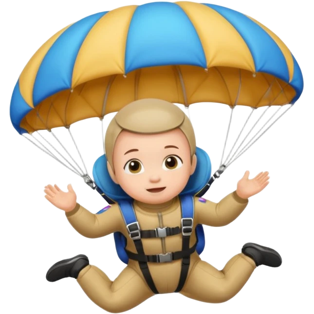 Skydiving baby with parachute and UFO emoji