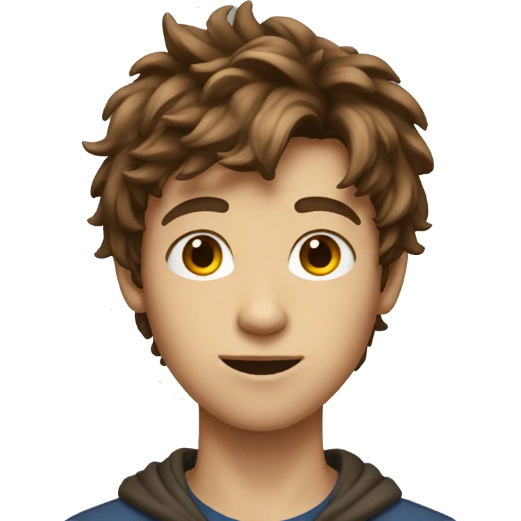 A rather slim 15-year-old boy with messy brown hair  emoji