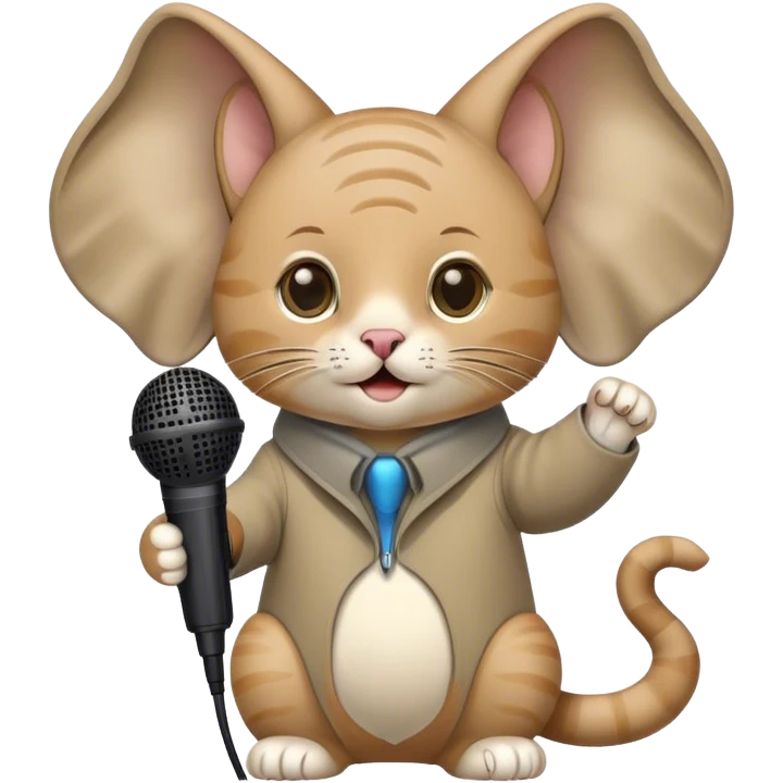 cat with elephant ears and a microphone emoji