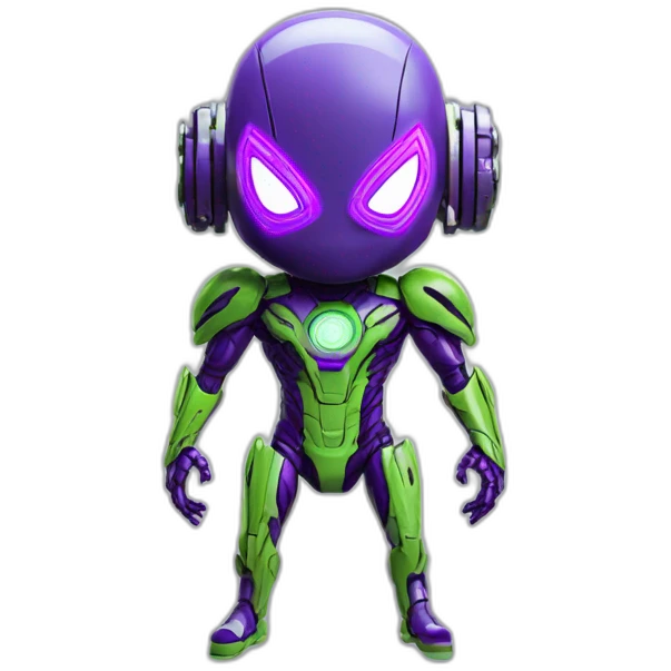 lemon-green-and-purple-neon-Robotic cyborg spiderman emoji