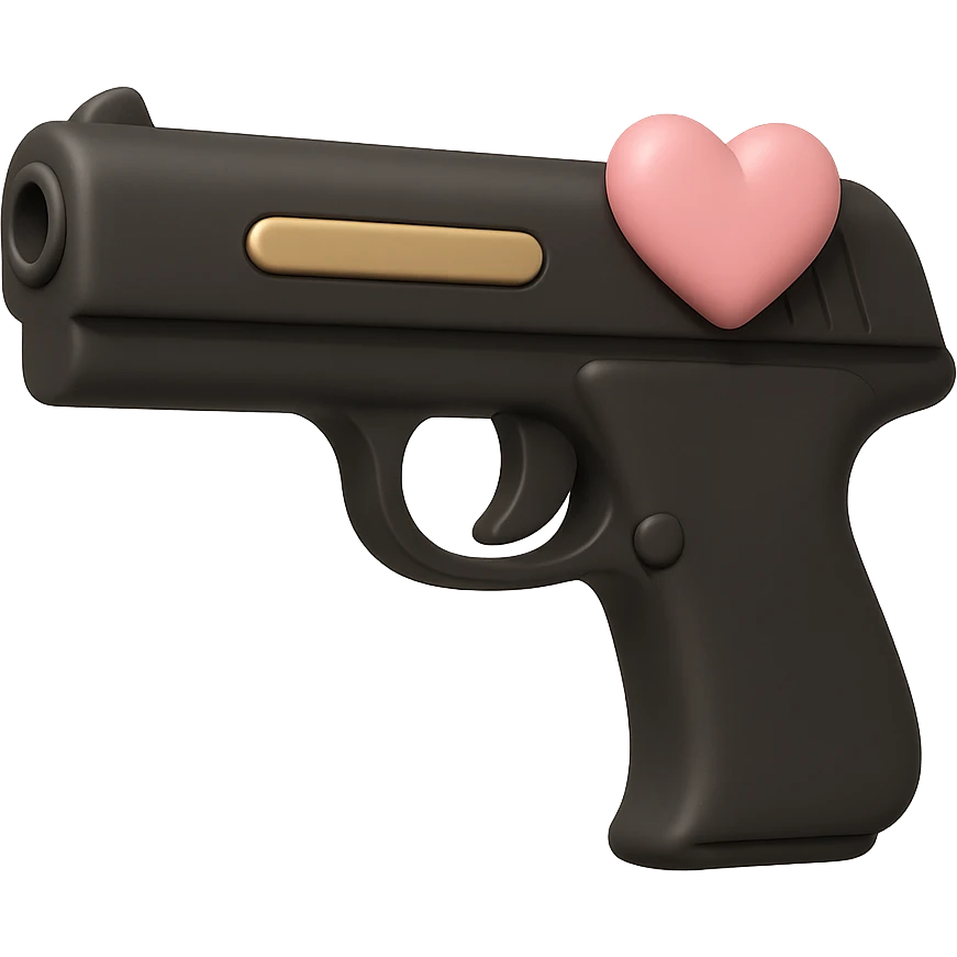Pink heart pistol, remove background emoji