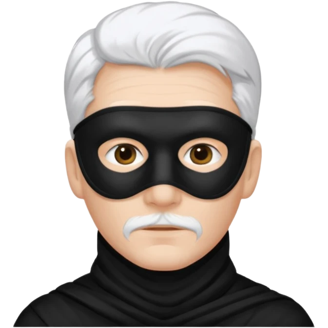 Мужчина с белыми волосами в черный маске на нижнюю часть лица emoji