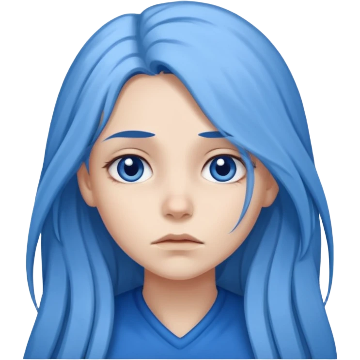 blue long hair killing looks in gray girl emoji