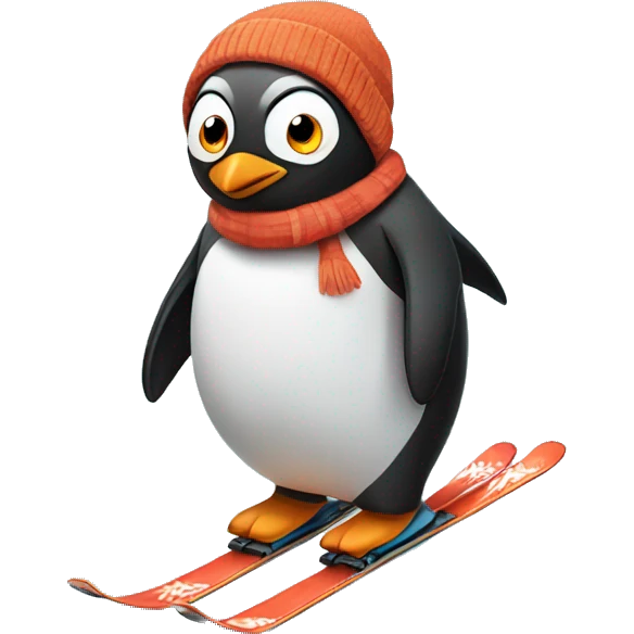 Skiing penguin emoji