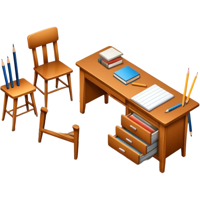 Icon for Furniture Design: a furniture drawing with 3D models of furniture pieces placed on top, accompanied by rulers and a pencil. The icon should represent the design process with focus on precision and modeling. Transparent background. emoji