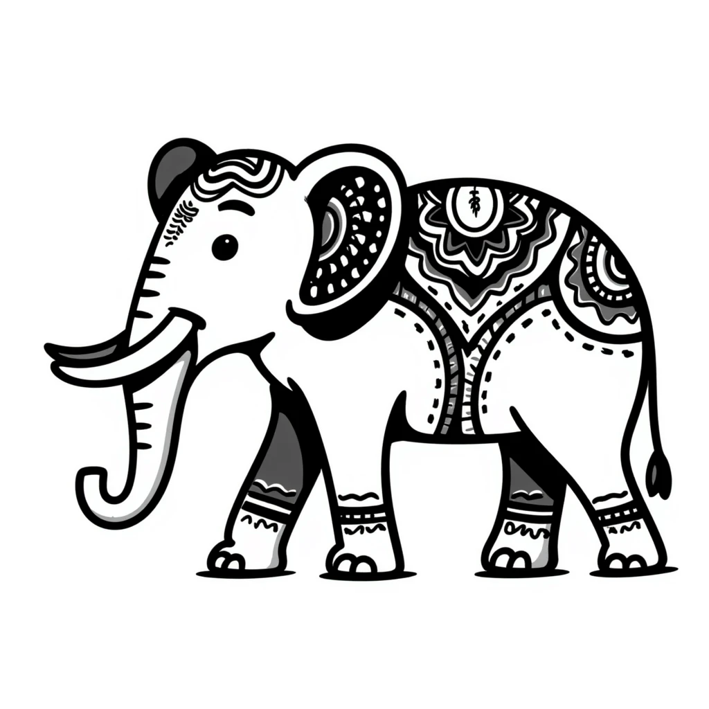 Colorful Indian elephant with decorative patterns emoji