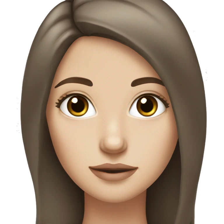 white girl with hazel eyes and long dark brown hair emoji