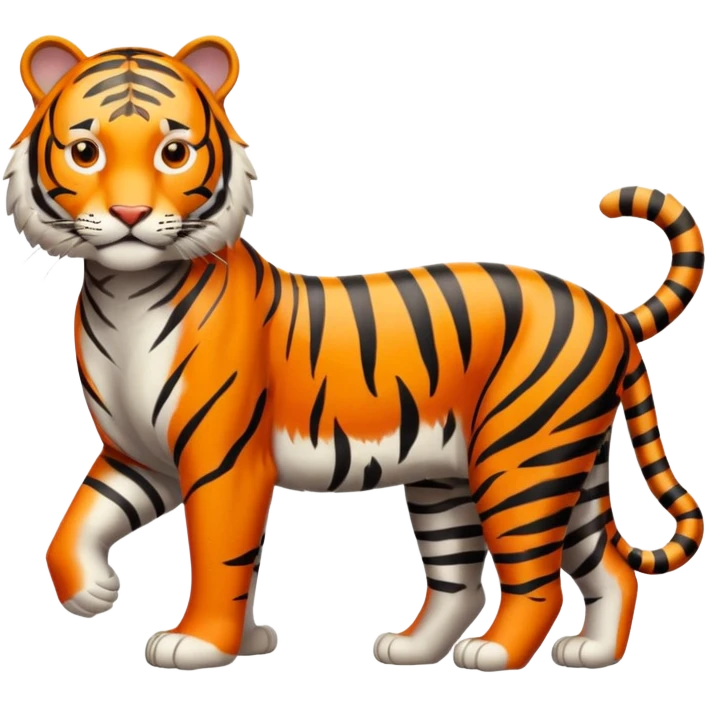Create a single emoji of a Tiger in full body, shown at a slight side angle in a natural, characteristic pose. Cute and stylized like an emoji, but clearly recognizable.
 emoji