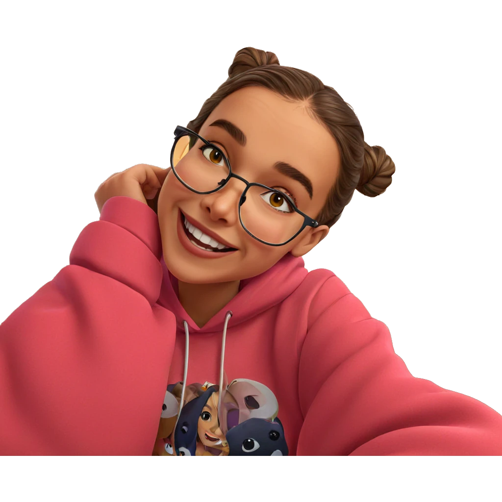 smiling girl in pink hoodie emoji