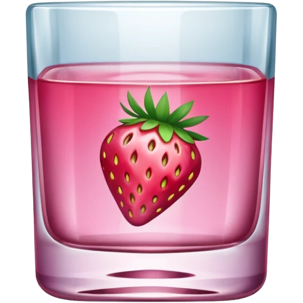 A glass square of mezcal pink and strawberry  emoji