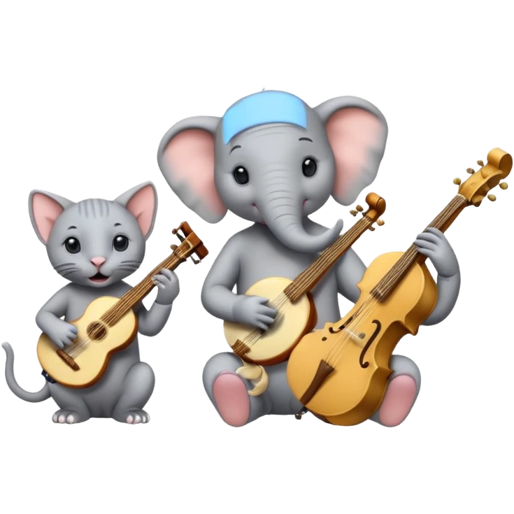 Horton Elephant and 2 Hairless cats trio music band emoji