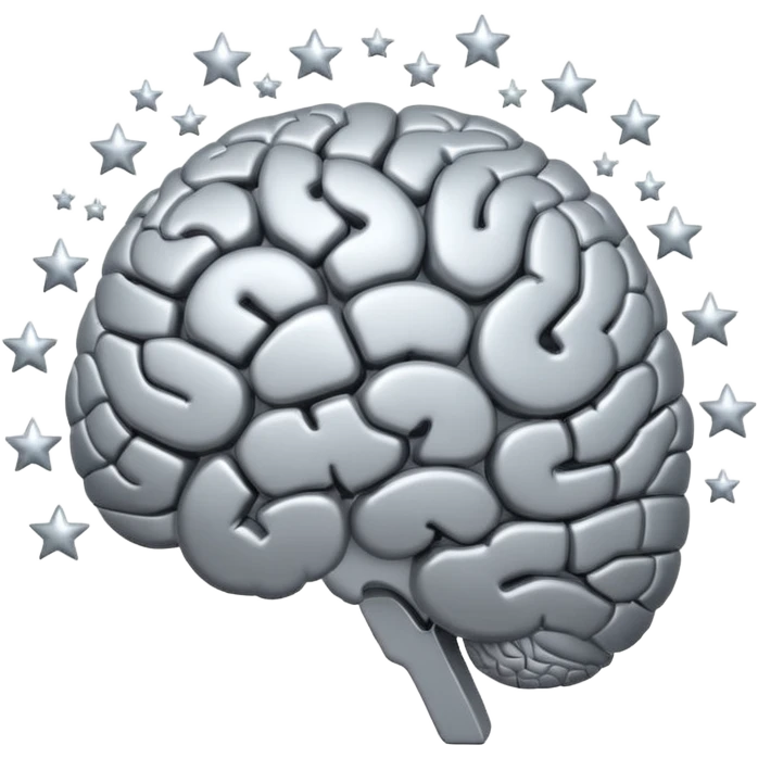 overlapping circles forming a brain with small stars emoji