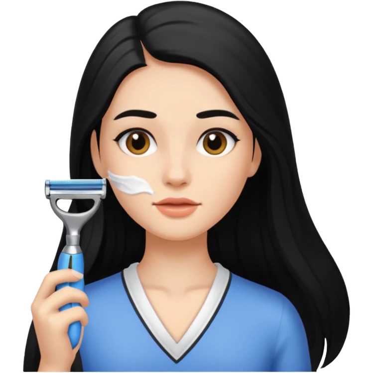 woman black long hair shaving emoji