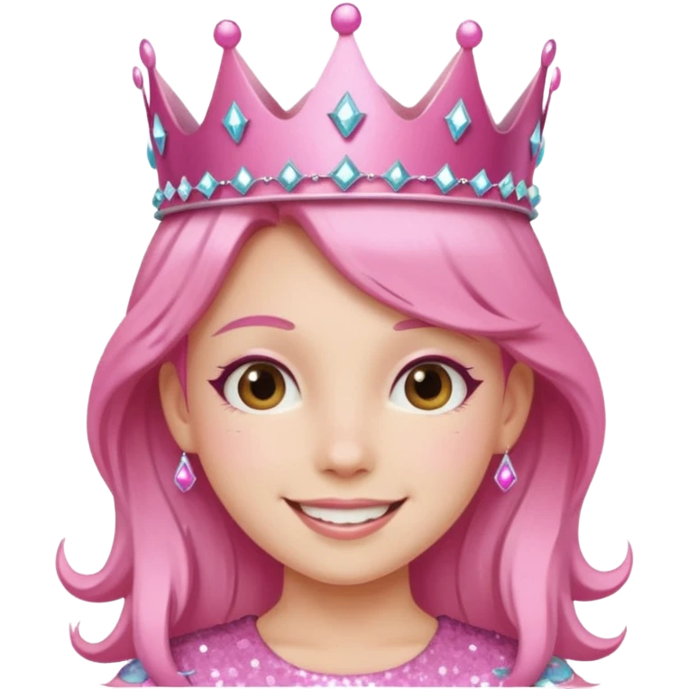 pink girl glitter crown emoji