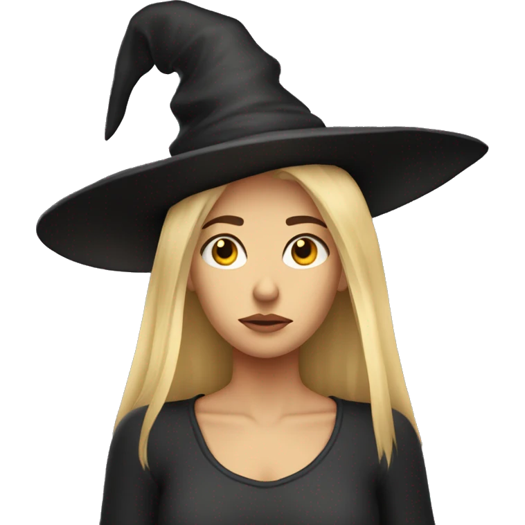 witch hat blonde longo hair sad expression emoji