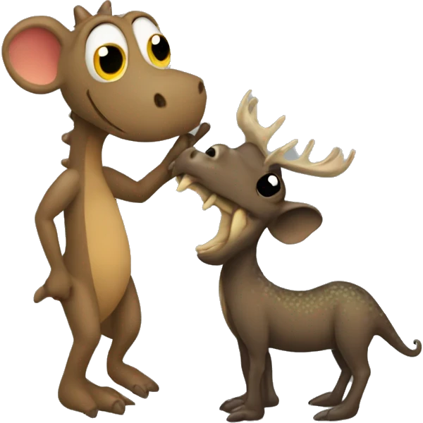 a lizard and a moose hugging eachother  emoji