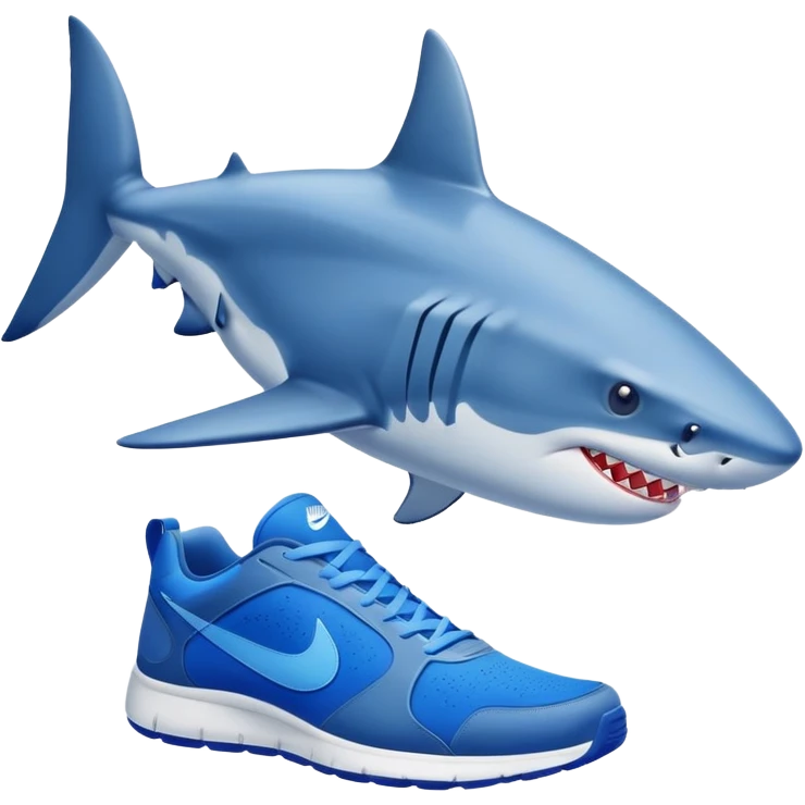 Shark on all fours on blue Nike shoes  emoji