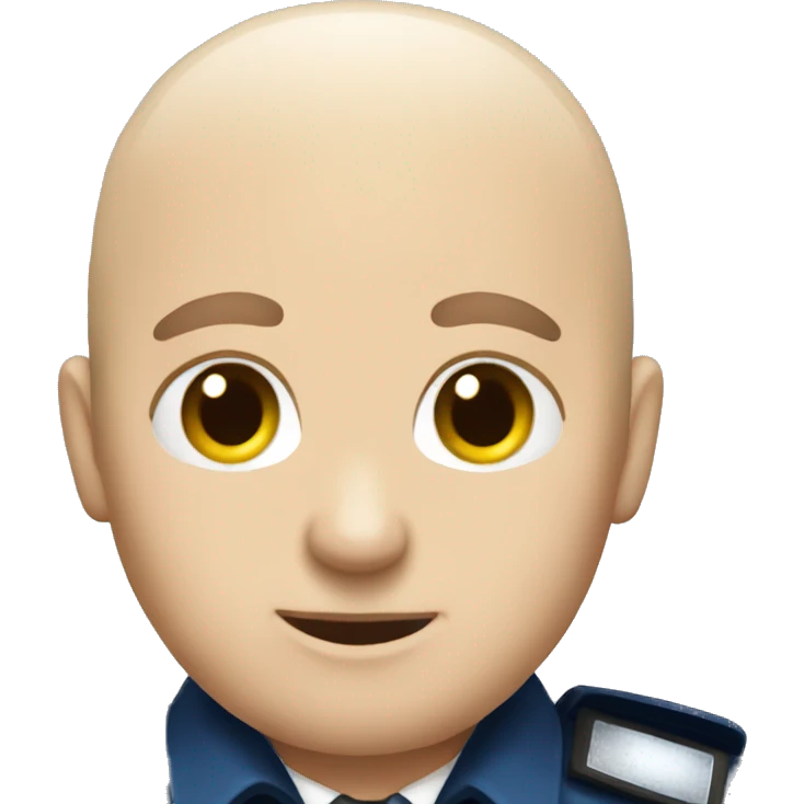 A WHITE Police man bald with blue uniform with Big ANGEL WINGS emoji