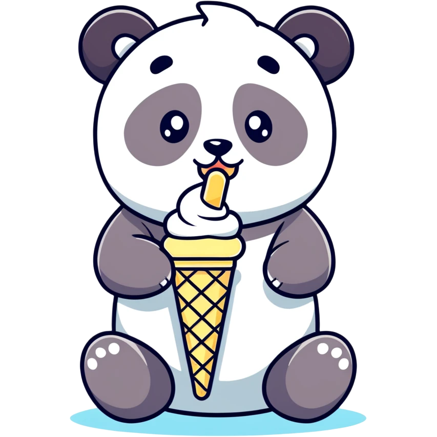 Panda eating ice cream emoji