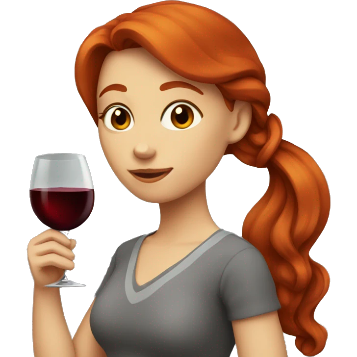 Redhead girl drinking wine emoji