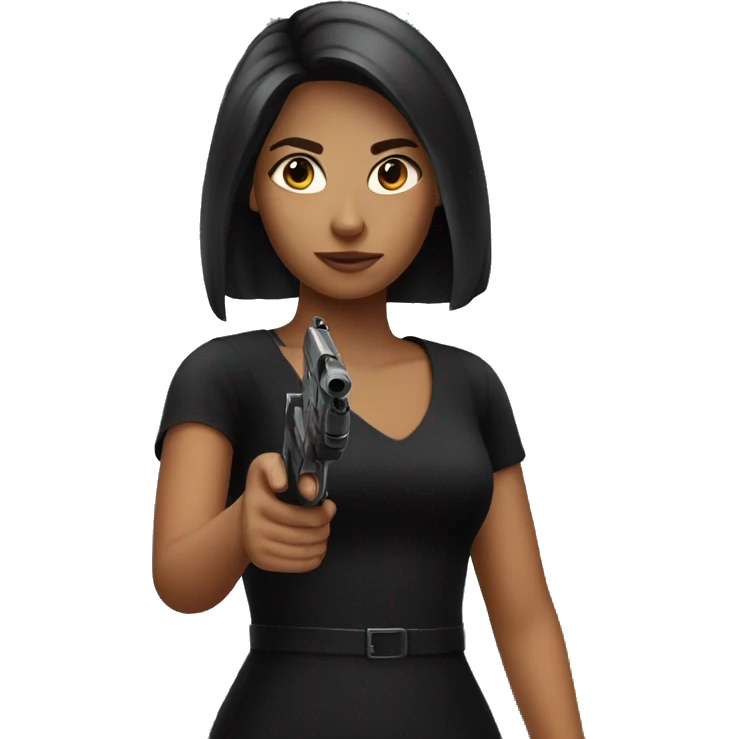 Girl in black dress with gun emoji