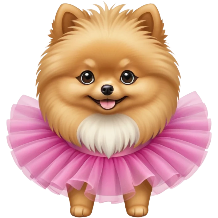 Pomeranian wearing a tutu emoji