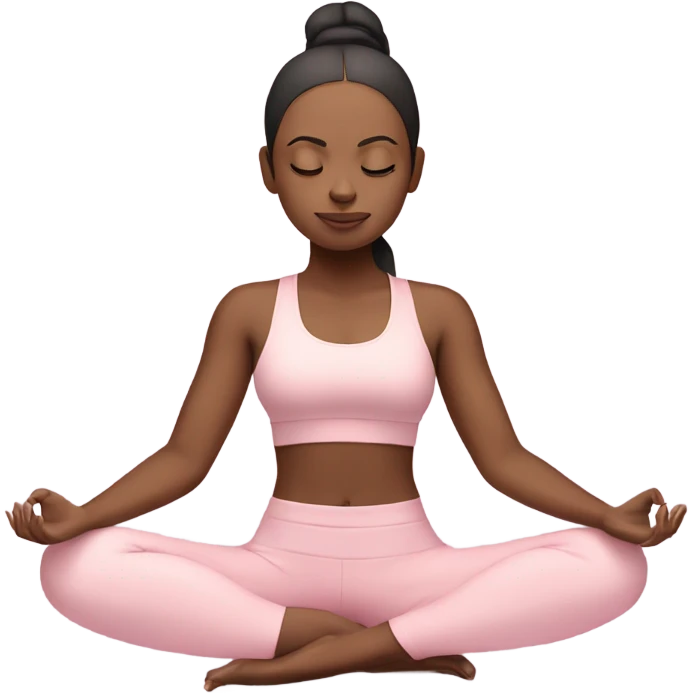 eyes closed emoji face girl in lotus pose wearing a pastel pink yoga set  emoji