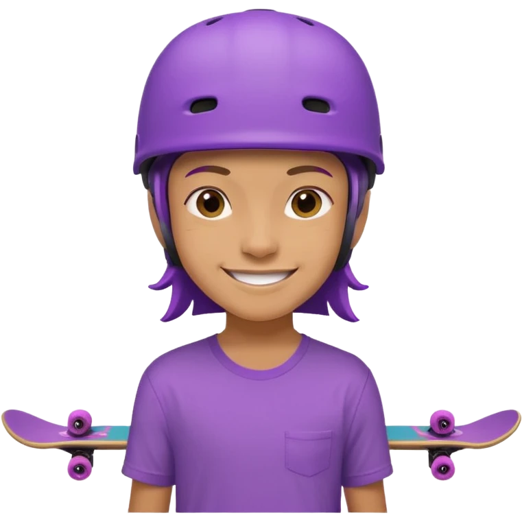 skater with skateboard and purple helmet emoji