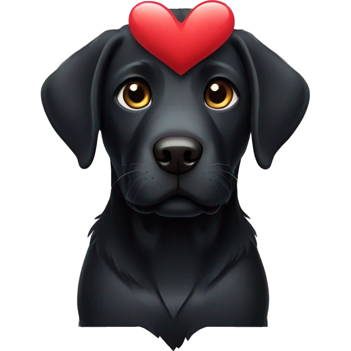 sweet black labrador, full body, with a heart in hands emoji