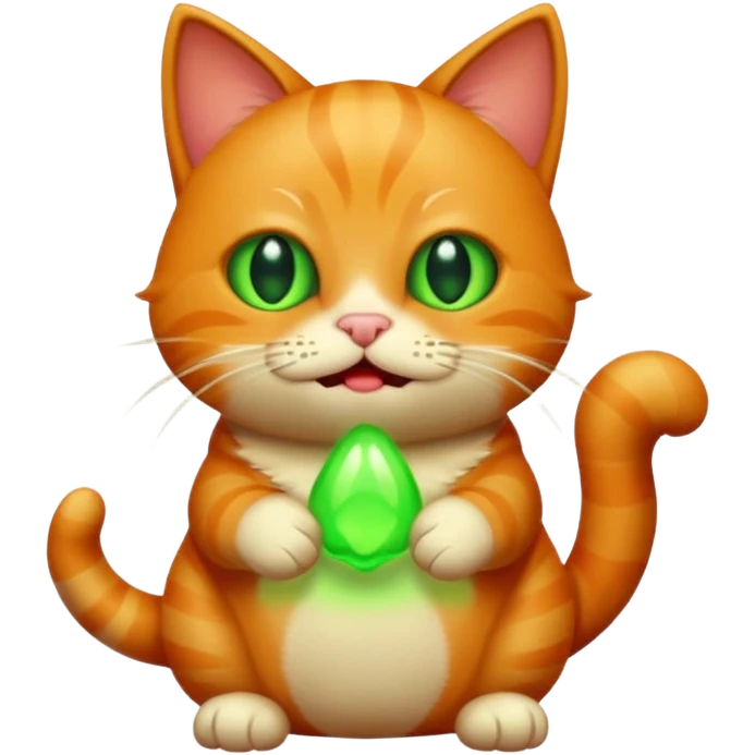 A ginger cat burps green burps emoji