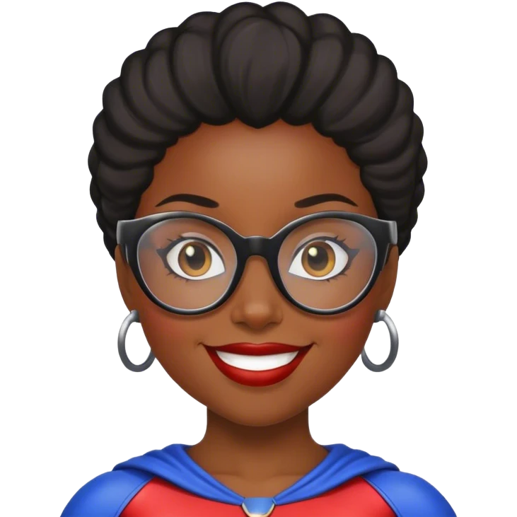 Black girl superhero with glasses  emoji