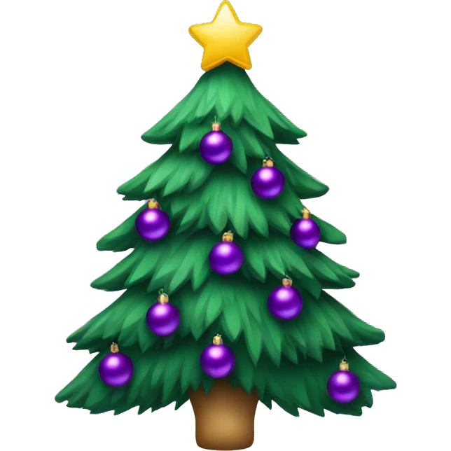 Green Christmas tree with purple ornaments emoji