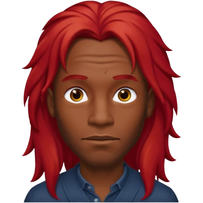 black man long red hair black emoji