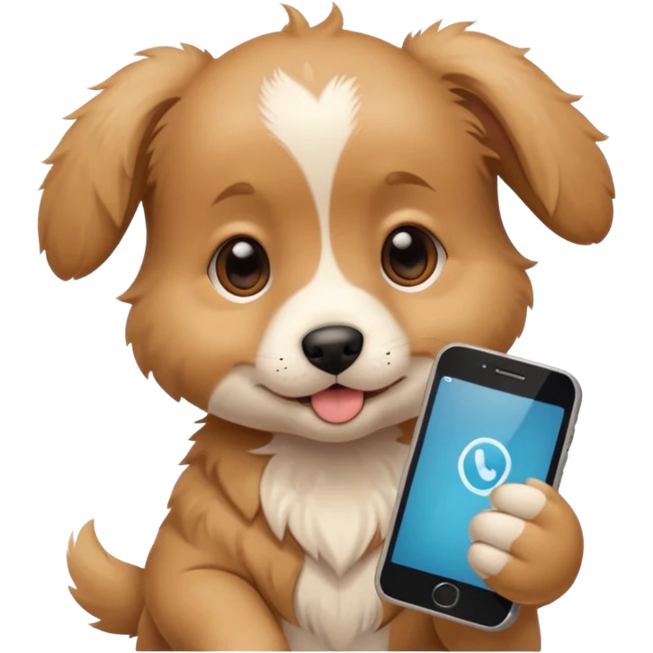 puppy with phone emoji