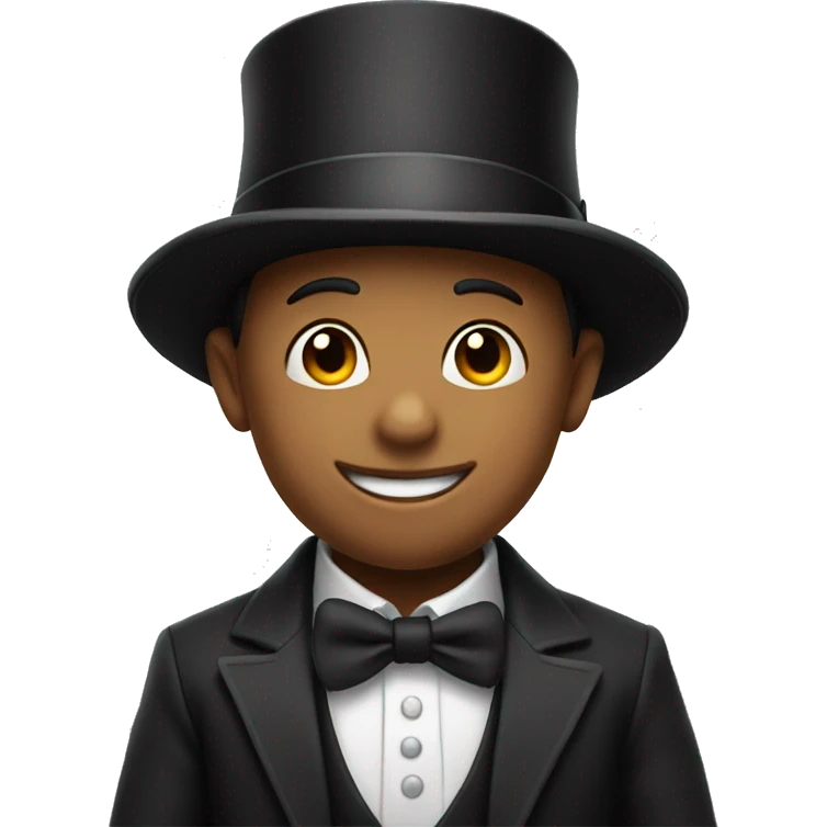 Smiling boy in top hat emoji