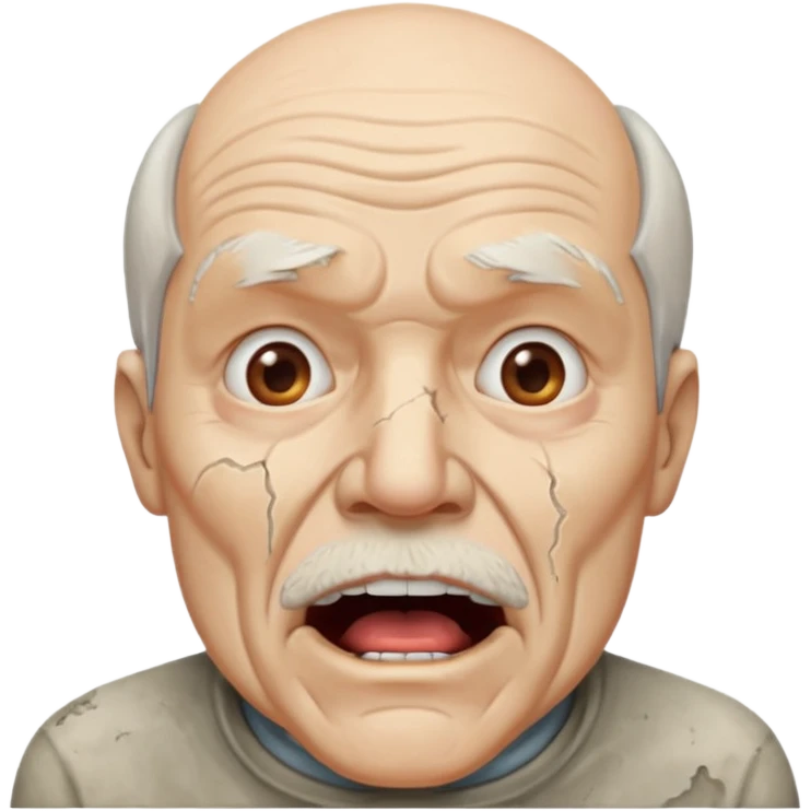 old white man with an open square mouth made of concrete emoji