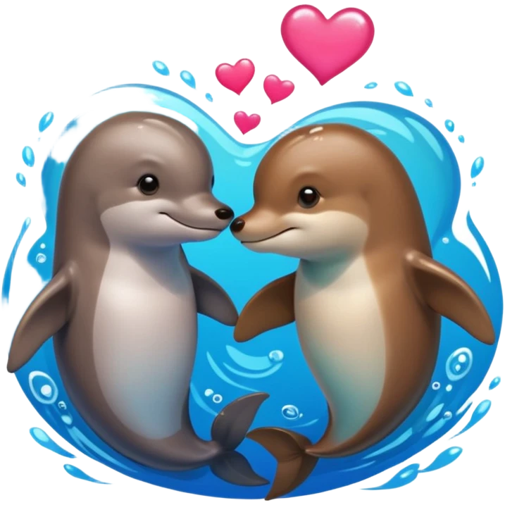 Dolphin and otter in love  emoji
