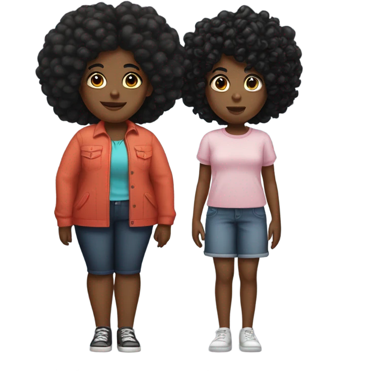 black sister one big one little with puffy black hair emoji